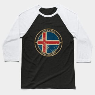 Vintage Iceland Europe European EU Flag Baseball T-Shirt